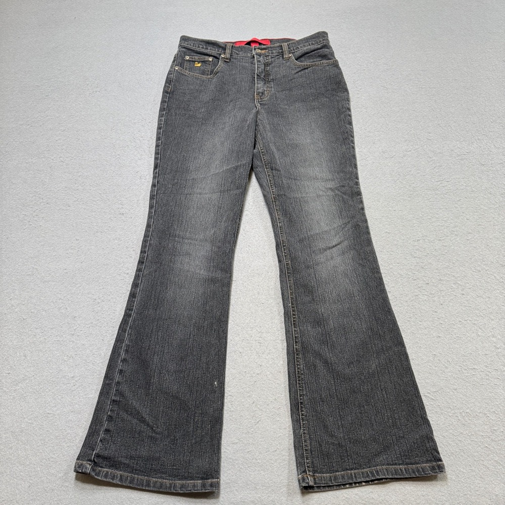 Gloria Vanderbilt Flare Jeans Women's 10 Black Faded Denim Mid Rise Retro Y2K